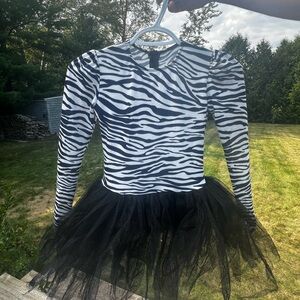 Zebra Print Long Sleeve Kids Dance Costume